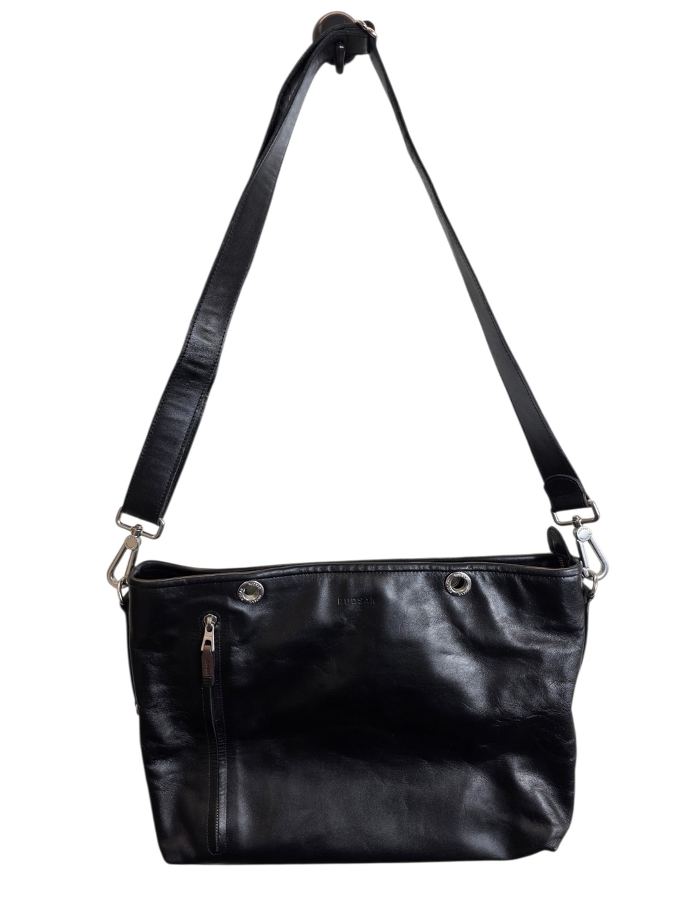 RUDSAK Black Leather Crossbody/Laptop  Bag